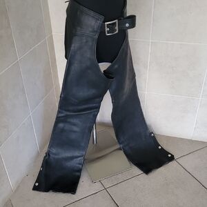 Black Leather Riding Chaps